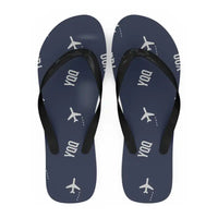 Thumbnail for Comox Valley Airport (YQQ) Slippers & Flip Flops - Slippers - Flip Flops - Pattern - Navy Blue