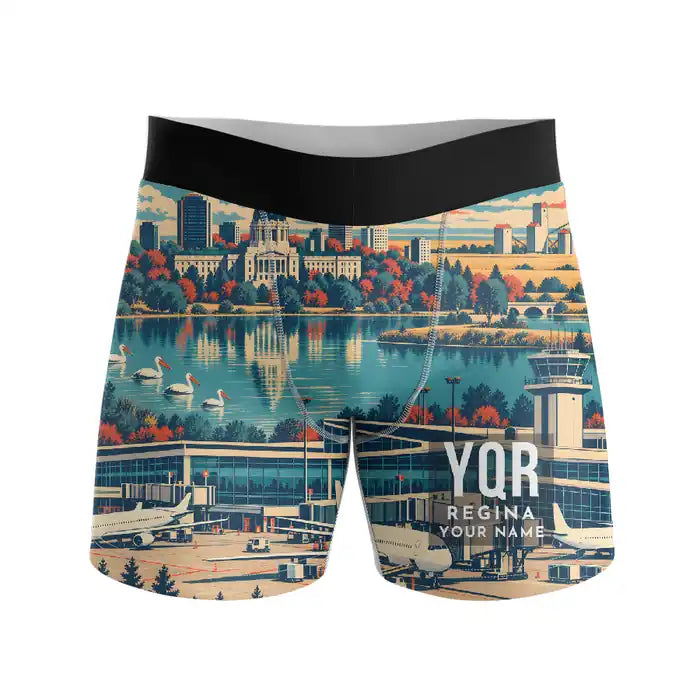 Regina International Airport (YQR) Men Boxers - Scene + Name