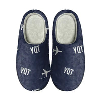 Thumbnail for Thunder Bay International Airport (YQT) Slippers & Flip Flops - Slippers - Cotton - Pattern - Navy Blue