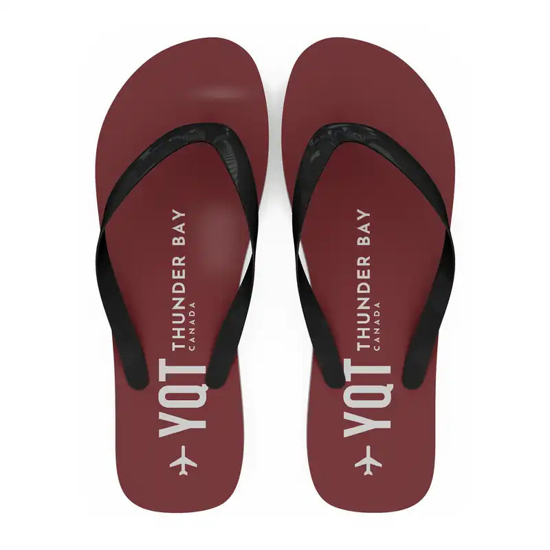 Thunder Bay International Airport (YQT) Slippers & Flip Flops - Slippers - Flip Flops - Code - Dark Red