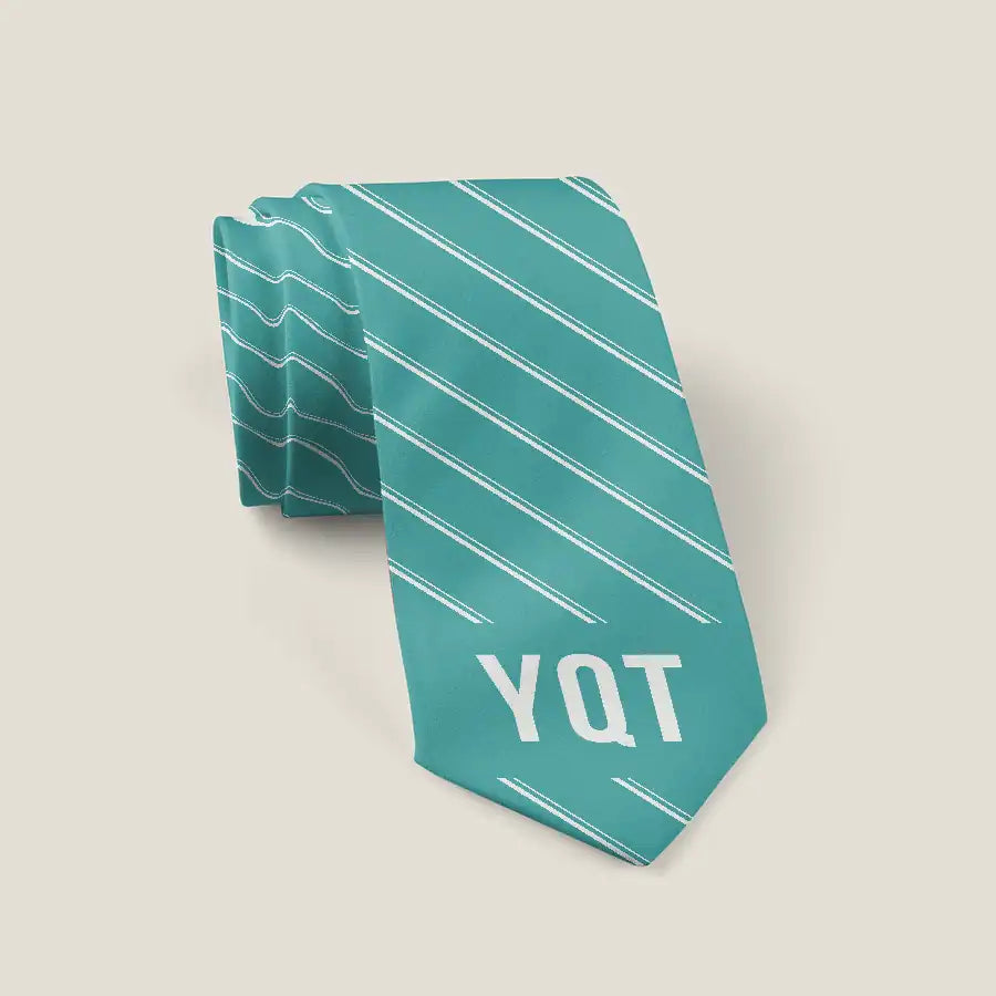 Thunder Bay International Airport (YQT) Ties - Tie - Stripe - Turquoise