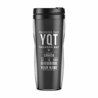Thumbnail for Thunder Bay International Airport (YQT) Travel Mugs - Boarding Pass + Name - Plastic (No Holder) - Gray