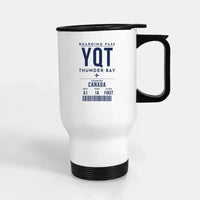 Thumbnail for Thunder Bay International Airport (YQT) Travel Mugs - Boarding Pass - Stainless Steel with Holder - White
