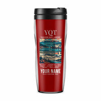 Thumbnail for Thunder Bay International Airport (YQT) Travel Mugs - Poster + Name - Plastic (No Holder) - Red