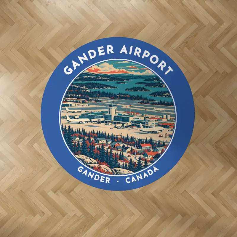 Gander International Airport (YQX) Carpets - Carpet Round - Badge - Blue
