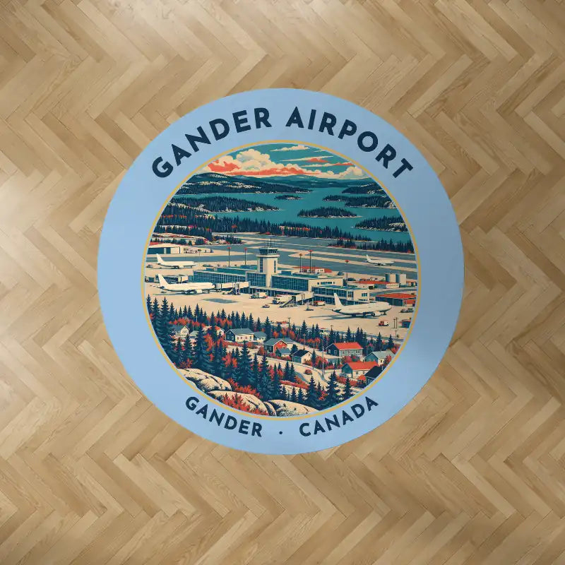 Gander International Airport (YQX) Carpets - Carpet Round - Badge - Light Blue