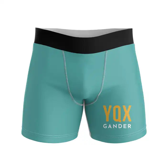 Gander International Airport (YQX) Men Boxers - Code - Turquoise