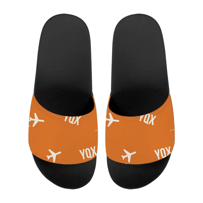 Gander International Airport (YQX) Slippers & Flip Flops - Slippers - Sport - Pattern - Orange