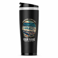 Thumbnail for Gander International Airport (YQX) Travel Mugs - Badge + Name - Stainless Steel (No Holder) - Black