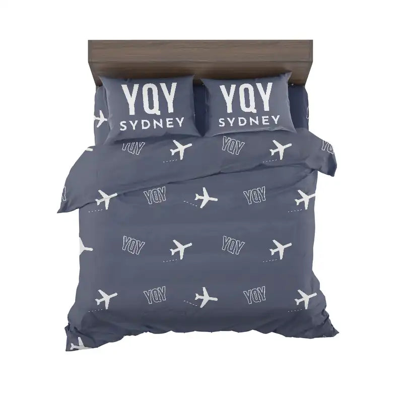 Sydney–J.A. Douglas McCurdy Airport (YQY) Bedding Sets & Blankets - Bedding Set - Pattern - Navy Blue