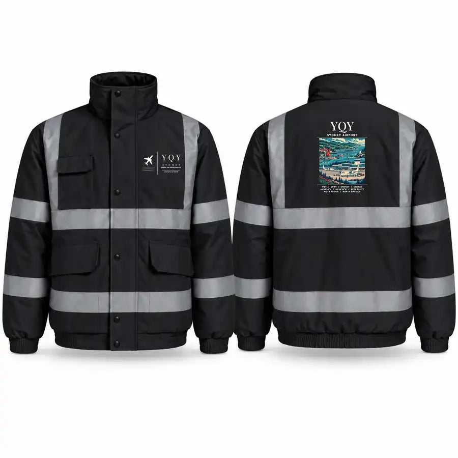 Sydney–J.A. Douglas McCurdy Airport (YQY) Reflective Winter Jackets - Poster - Black