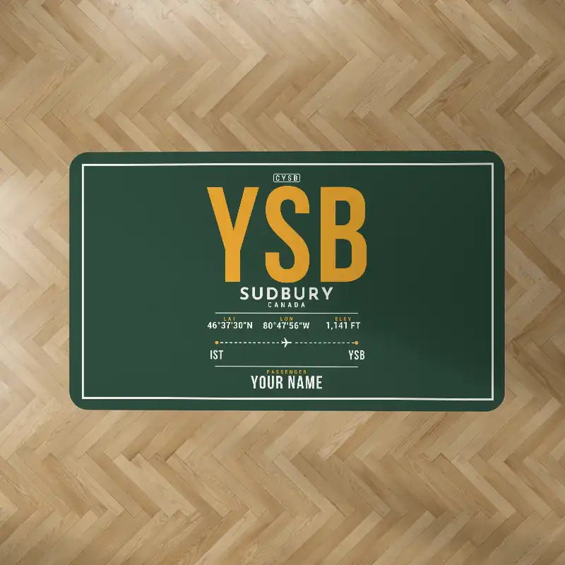 Sudbury Airport (YSB) Carpets - Carpet Rectangle - ID Tag + Name - Dark Green