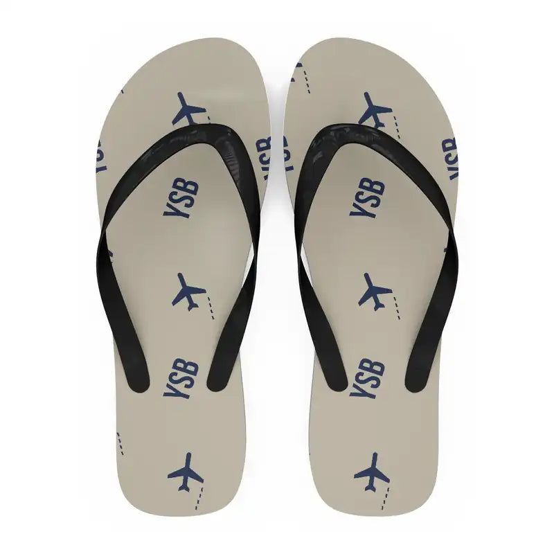 Sudbury Airport (YSB) Slippers & Flip Flops - Slippers - Flip Flops - Pattern - Beige