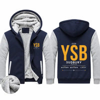 Thumbnail for Sudbury Airport (YSB) Zipped Sweatshirts - Tag - Navy & Gray