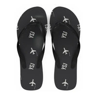 Thumbnail for Saint John Airport (YSJ) Slippers & Flip Flops - Slippers - Flip Flops - Pattern - Black