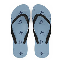 Thumbnail for Saint John Airport (YSJ) Slippers & Flip Flops - Slippers - Flip Flops - Pattern - Light Blue