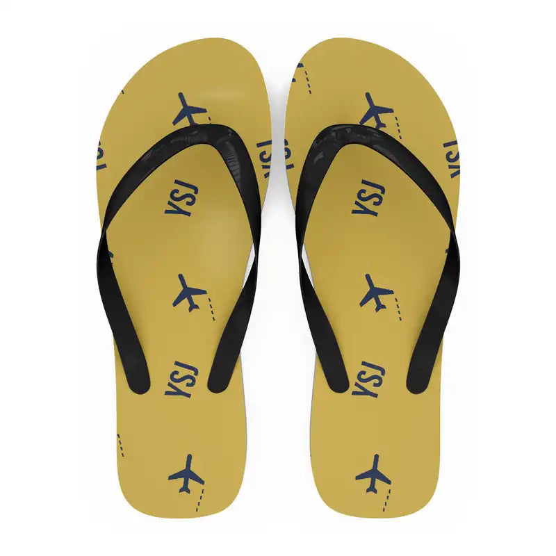 Saint John Airport (YSJ) Slippers & Flip Flops - Slippers - Flip Flops - Pattern - Yellow