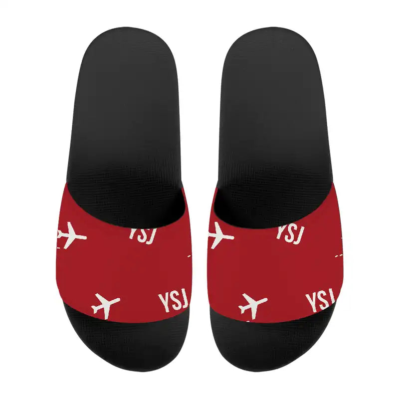Saint John Airport (YSJ) Slippers & Flip Flops - Slippers - Sport - Pattern - Red