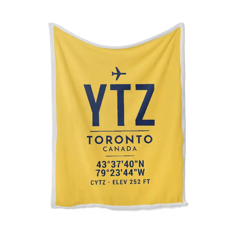 Billy Bishop Toronto City Airport (YTZ) Bedding Sets & Blankets - Blanket - ID Tag - Yellow