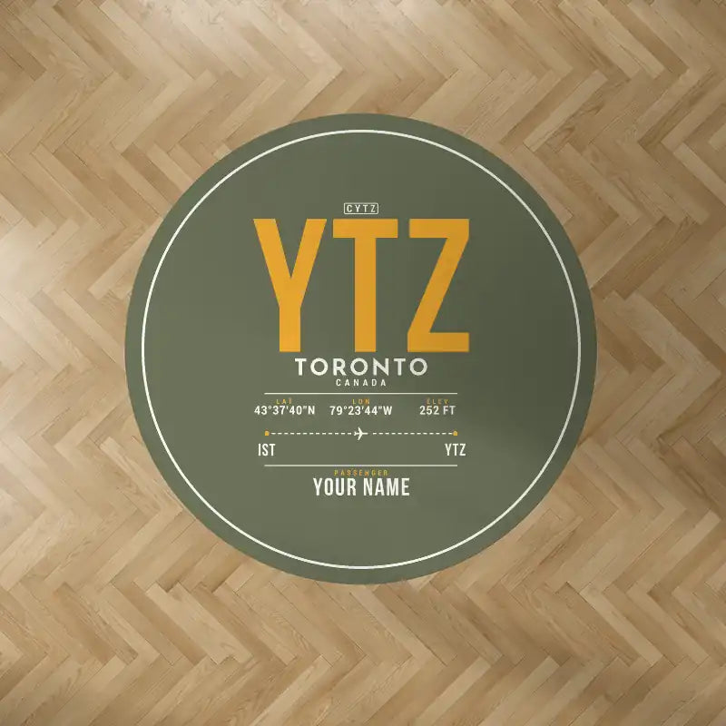 Billy Bishop Toronto City Airport (YTZ) Carpets - Carpet Round - ID Tag + Name - Green Army