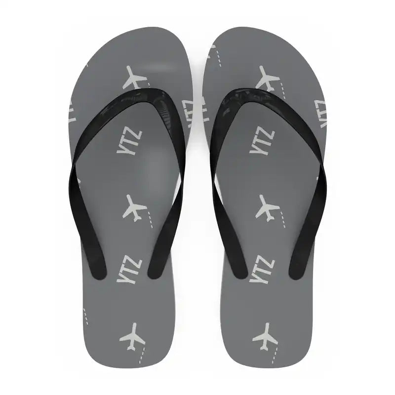 Billy Bishop Toronto City Airport (YTZ) Slippers & Flip Flops - Slippers - Flip Flops - Pattern - Gray