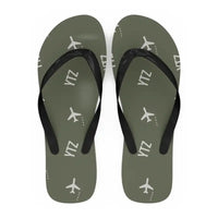 Thumbnail for Billy Bishop Toronto City Airport (YTZ) Slippers & Flip Flops - Slippers - Flip Flops - Pattern - Green Army