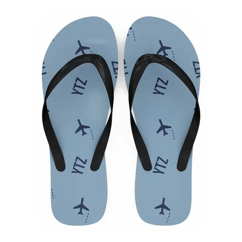 Billy Bishop Toronto City Airport (YTZ) Slippers & Flip Flops - Slippers - Flip Flops - Pattern - Light Blue