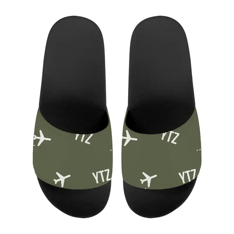 Billy Bishop Toronto City Airport (YTZ) Slippers & Flip Flops - Slippers - Sport - Pattern - Green Army