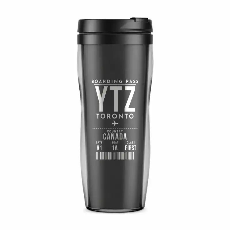 Billy Bishop Toronto City Airport (YTZ) Travel Mugs - Boarding Pass - Plastic (No Holder) - Gray