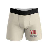 Thumbnail for Montréal–Trudeau International Airport (YUL) Men Boxers - Code + Name - Beige