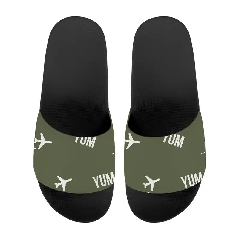 Yuma International Airport (YUM) Slippers & Flip Flops - Slippers - Sport - Pattern - Green Army