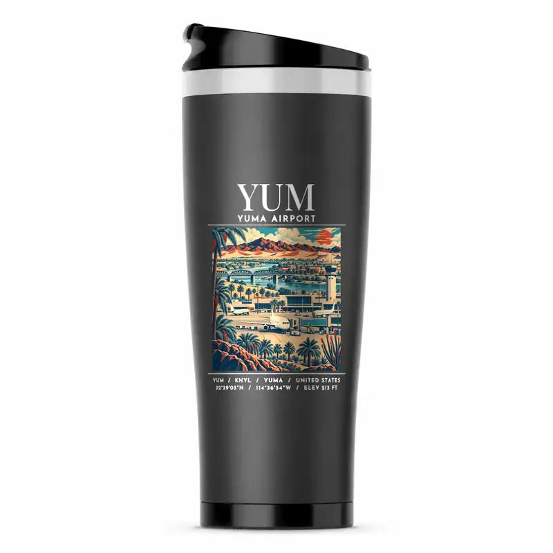 Yuma International Airport (YUM) Travel Mugs - Poster - Stainless Steel (No Holder) - Gray