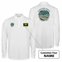 Thumbnail for Vancouver International Airport (YVR) Premium Polo T-Shirts - Badge + Name - Long Sleeve - White