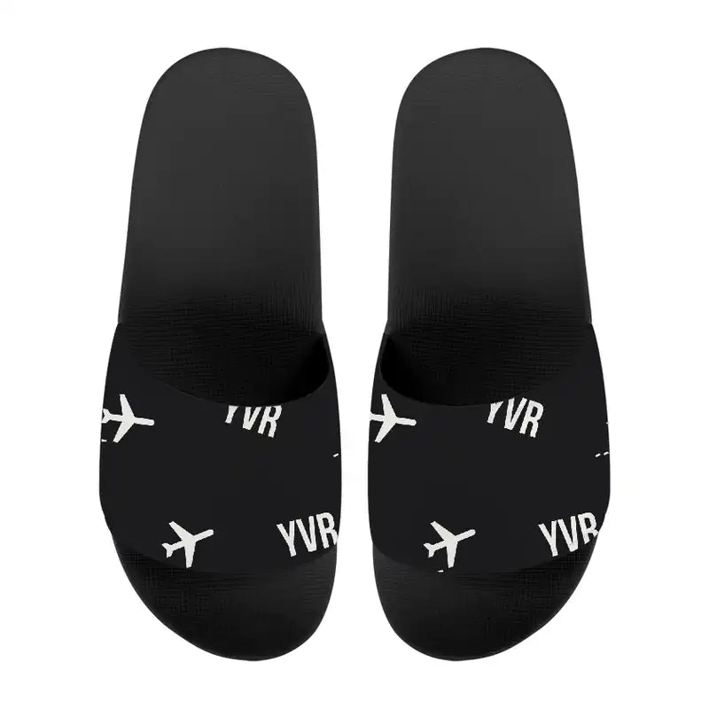Vancouver International Airport (YVR) Slippers & Flip Flops - Slippers - Sport - Pattern - Black