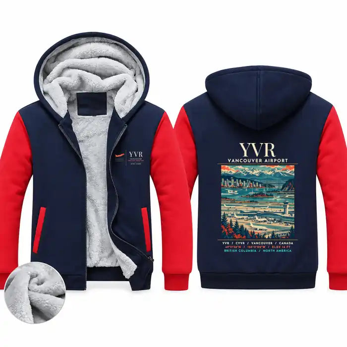 Vancouver International Airport (YVR) Zipped Sweatshirts - Poster - Navy & Red