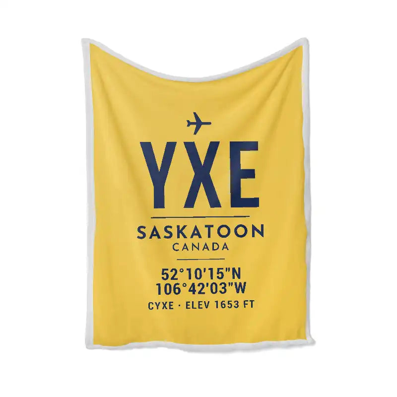 Saskatoon John G. Diefenbaker International Airport (YXE) Bedding Sets & Blankets - Blanket - ID Tag - Yellow