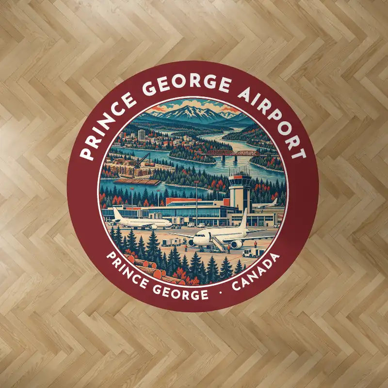 Prince George Airport (YXS) Carpets - Carpet Round - Badge - Dark Red