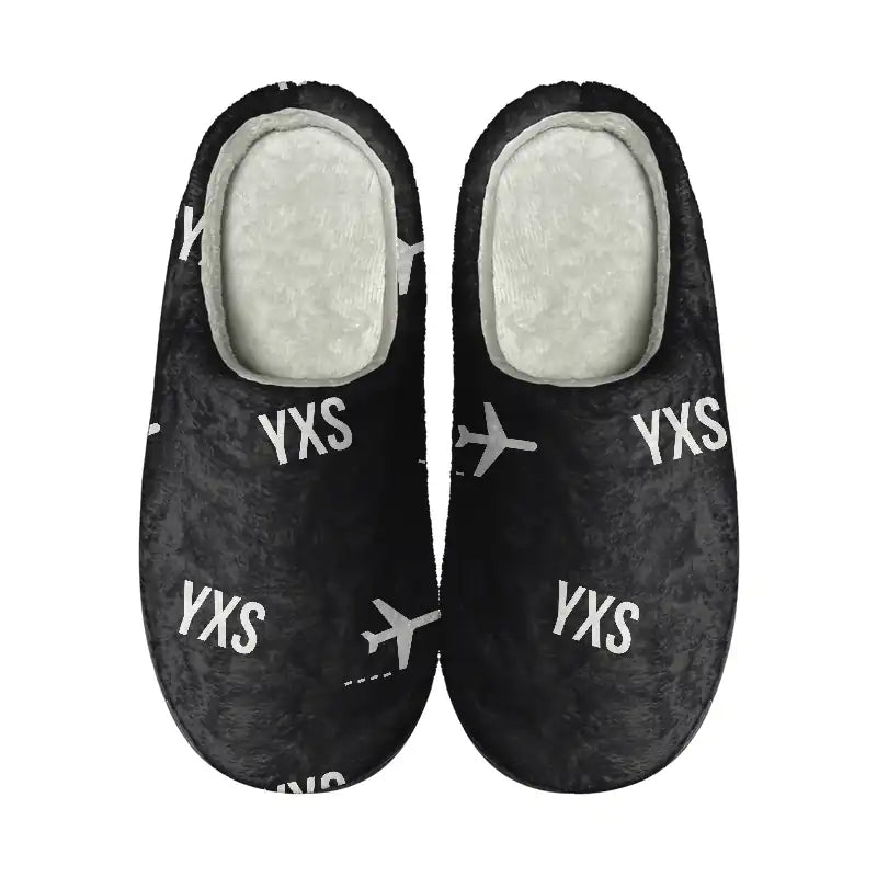 Prince George Airport (YXS) Slippers & Flip Flops - Slippers - Cotton - Pattern - Black