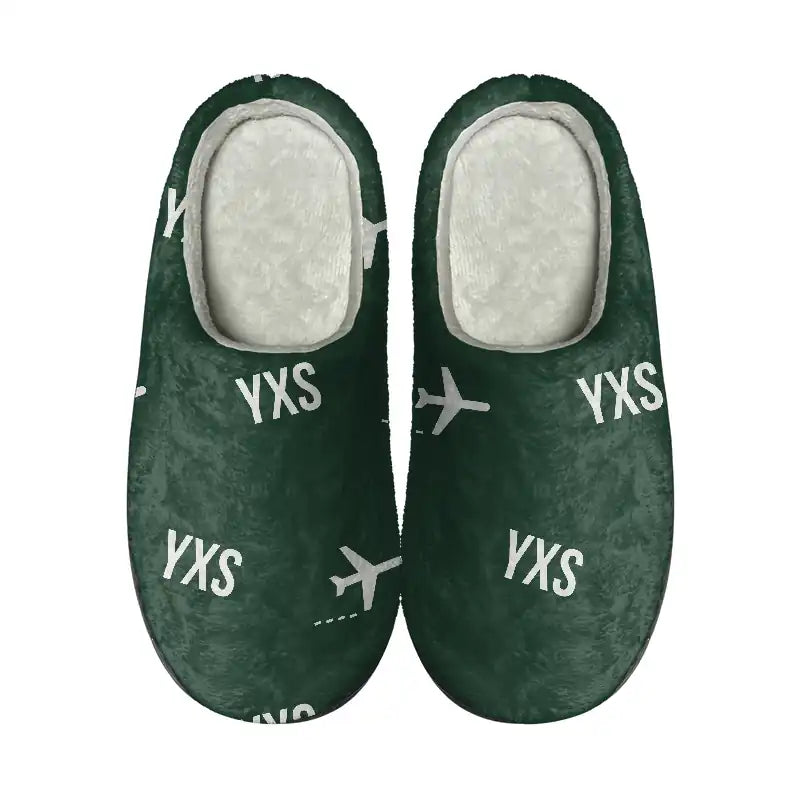 Prince George Airport (YXS) Slippers & Flip Flops - Slippers - Cotton - Pattern - Dark Green