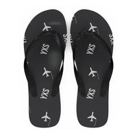 Thumbnail for Prince George Airport (YXS) Slippers & Flip Flops - Slippers - Flip Flops - Pattern - Black