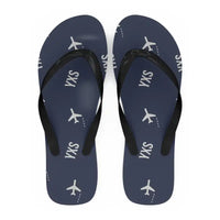Thumbnail for Prince George Airport (YXS) Slippers & Flip Flops - Slippers - Flip Flops - Pattern - Navy Blue