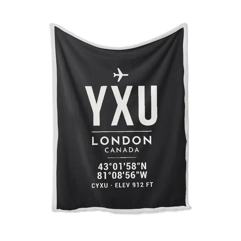 London International Airport (YXU) Bedding Sets & Blankets - Blanket - ID Tag - Black