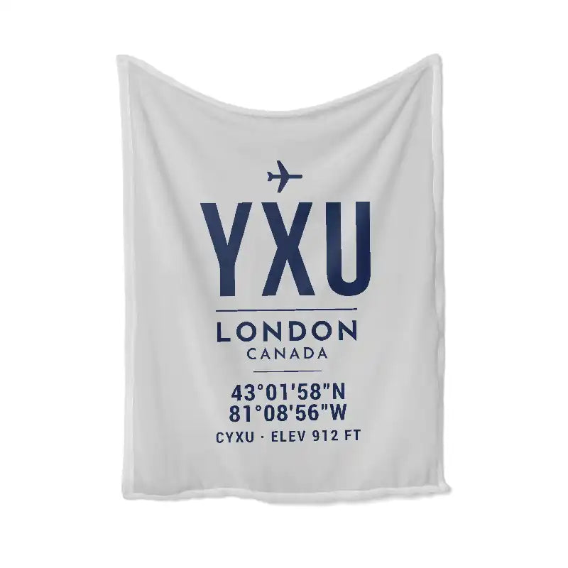 London International Airport (YXU) Bedding Sets & Blankets - Blanket - ID Tag - Light Gray