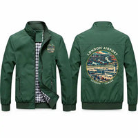 Thumbnail for London International Airport (YXU) Stylish Jackets - Stand Collar - Badge - Green