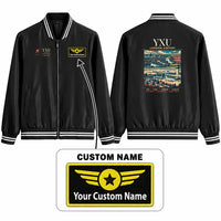 Thumbnail for London International Airport (YXU) Stylish Jackets - Baseball Collar - Poster + Name - Black