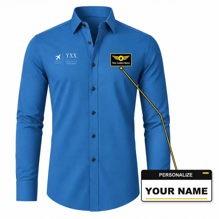 Abbotsford International Airport (YXX) Shirts - Long Sleeve Shirt - Front - Blue + NAME