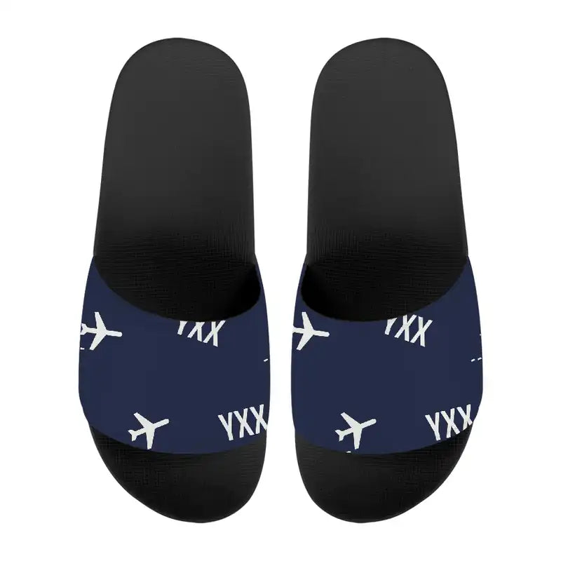 Abbotsford International Airport (YXX) Slippers & Flip Flops - Slippers - Sport - Pattern - Navy Blue