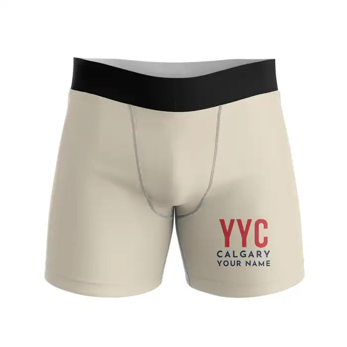 Calgary International Airport (YYC) Men Boxers - Code + Name - Beige