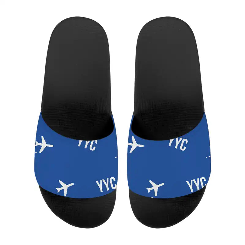 Calgary International Airport (YYC) Slippers & Flip Flops - Slippers - Sport - Pattern - Blue