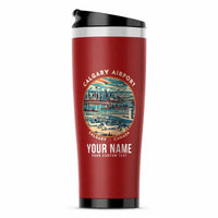 Thumbnail for Calgary International Airport (YYC) Travel Mugs - Badge + Name - Stainless Steel (No Holder) - Red